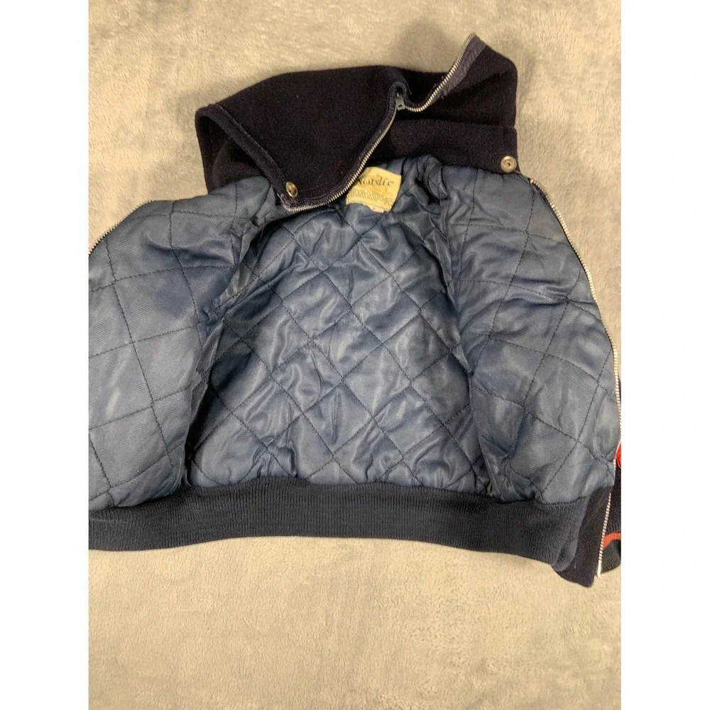 Nordic Pyramid Outerwear Corp Unisex Size 6 Navy Blue Jacket Hooded Wool Knit